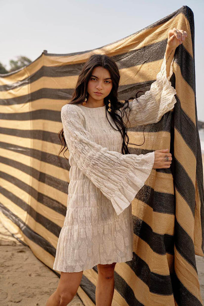 ALLOVER RUCHED LACE DRESS - dash and dot dash and dot