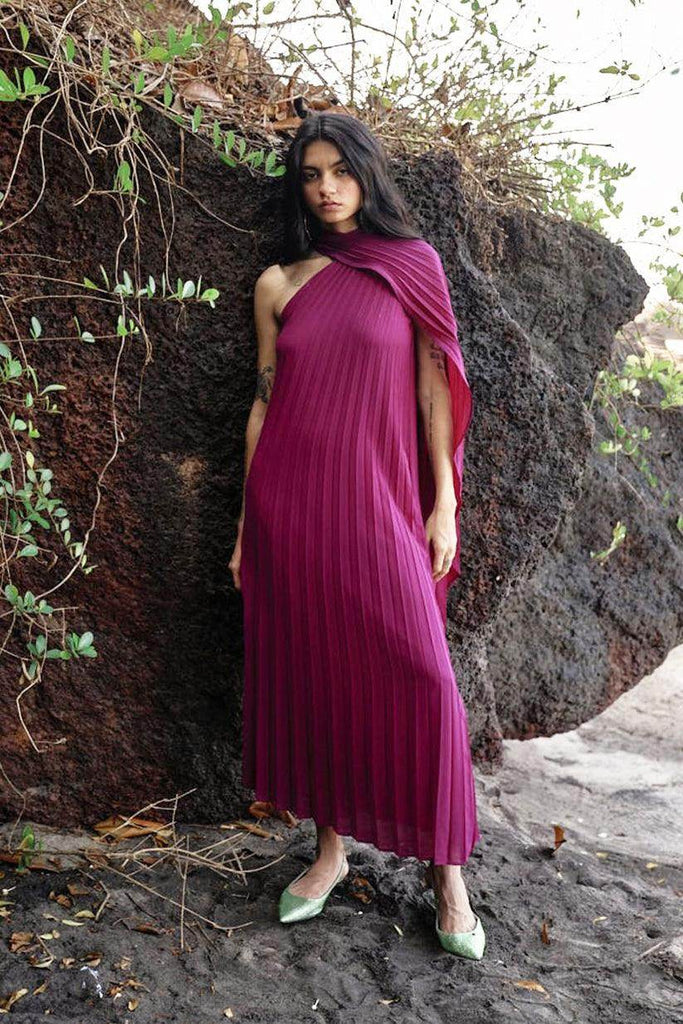 DRAPED PLEATED DRESS - dash and dot dash and dot