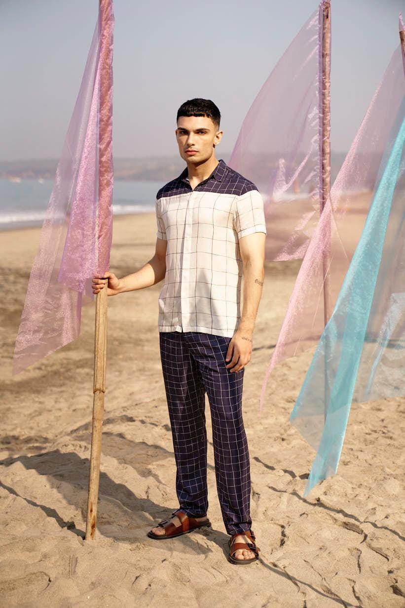 NAVY CHECK PANT - dash and dot