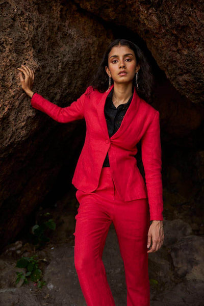 RED LINEN SUIT - dash and dot