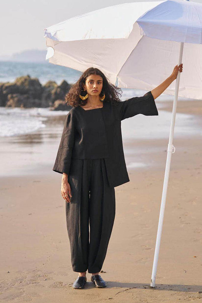 INVERTED PLEAT LINEN PANT - dash and dot dash and dot