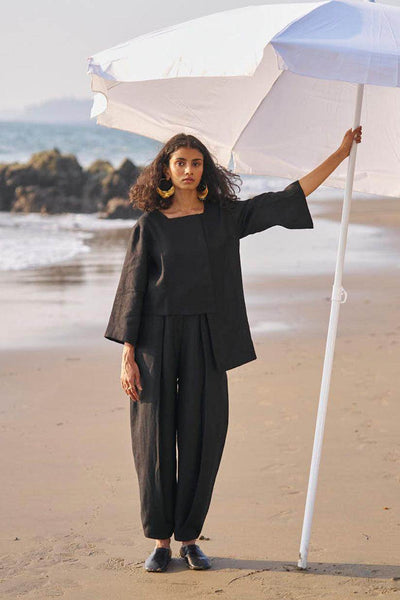 INVERTED PLEAT LINEN PANT - dash and dot