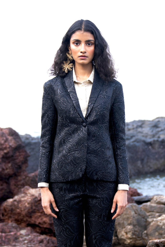 BLACK BROCADE BLAZER - dash and dot dash and dot