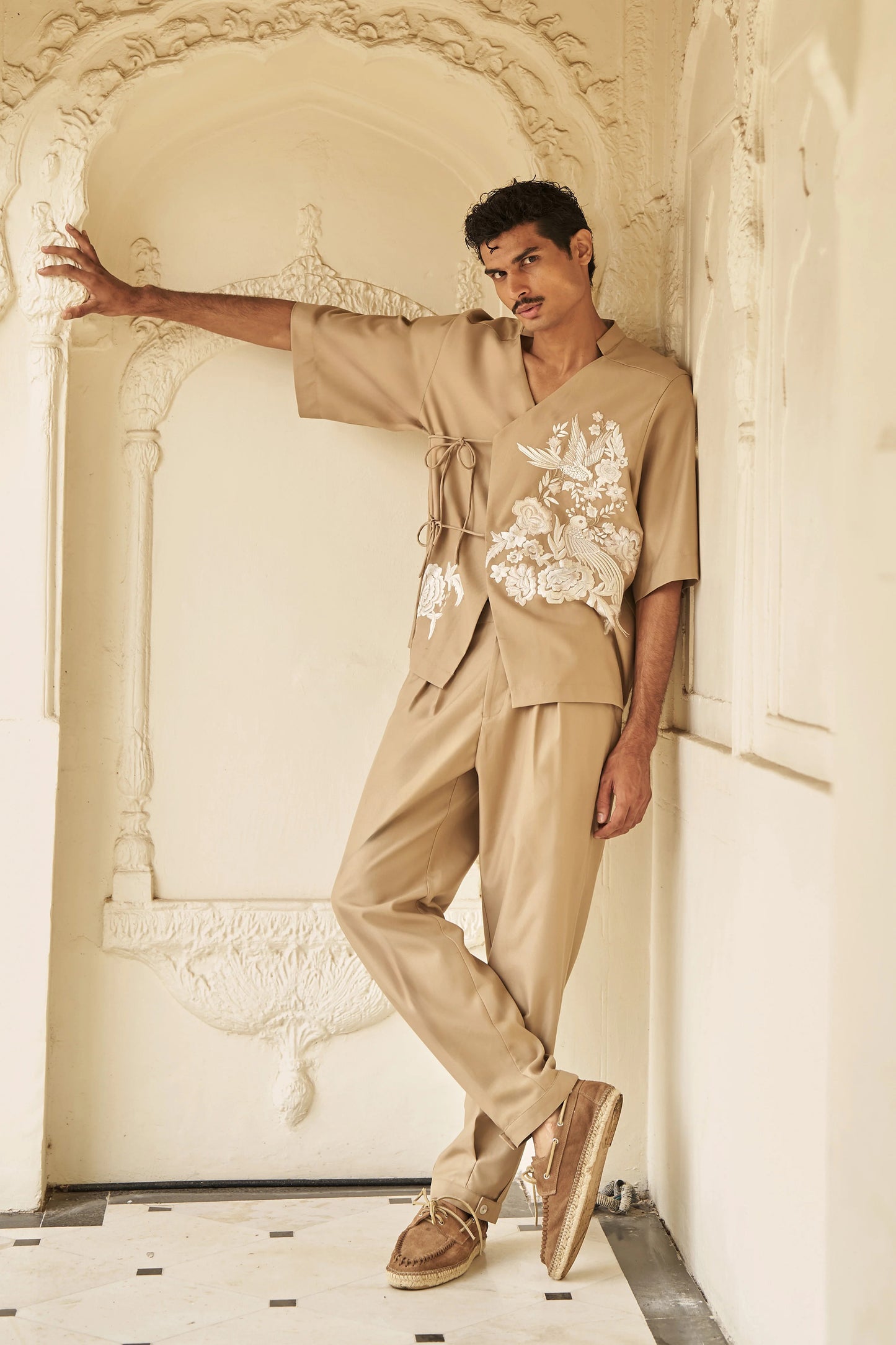 EMBROIDERED SIDE-TIE SHIRT & TAPERED PANT