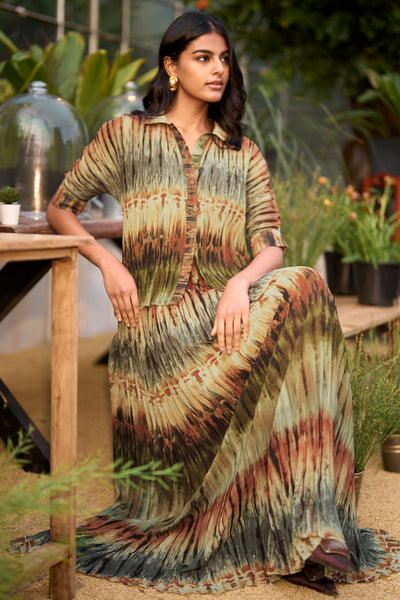 PLEATED TIE DYE SHIRT