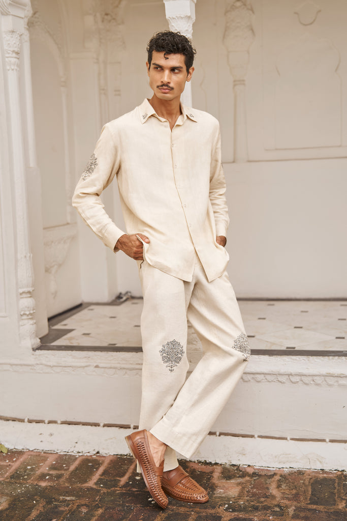 LINEN EMBROIDERED PANT dash and dot