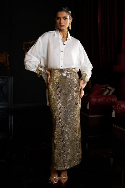 MIRROR AND SEQUIN SKIRT SET