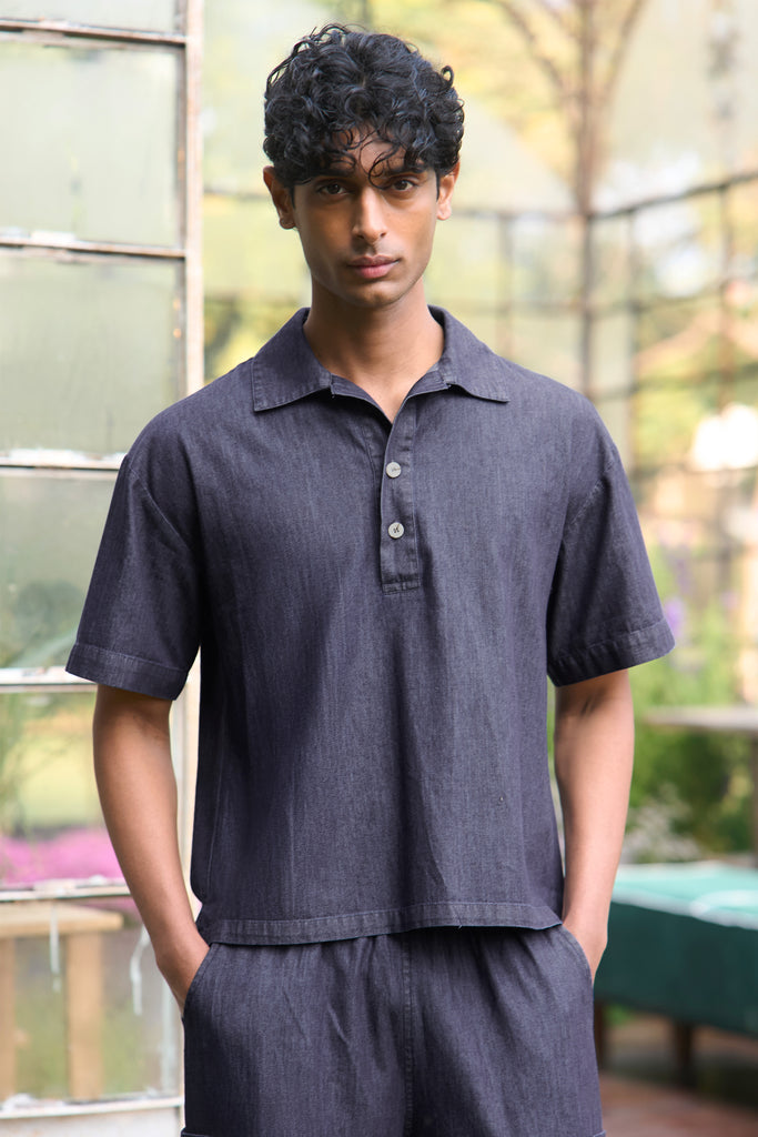 DENIM POPOVER SHIRT dash and dot