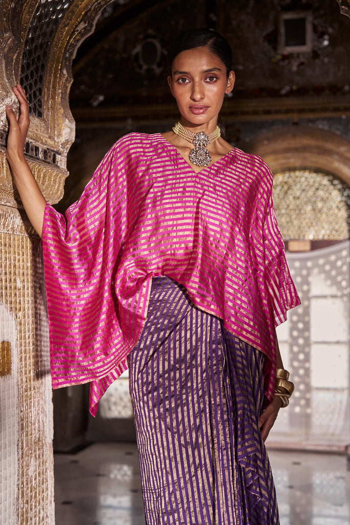 BENARES TISSUE STRIPE KAFTAN TOP dash and dot