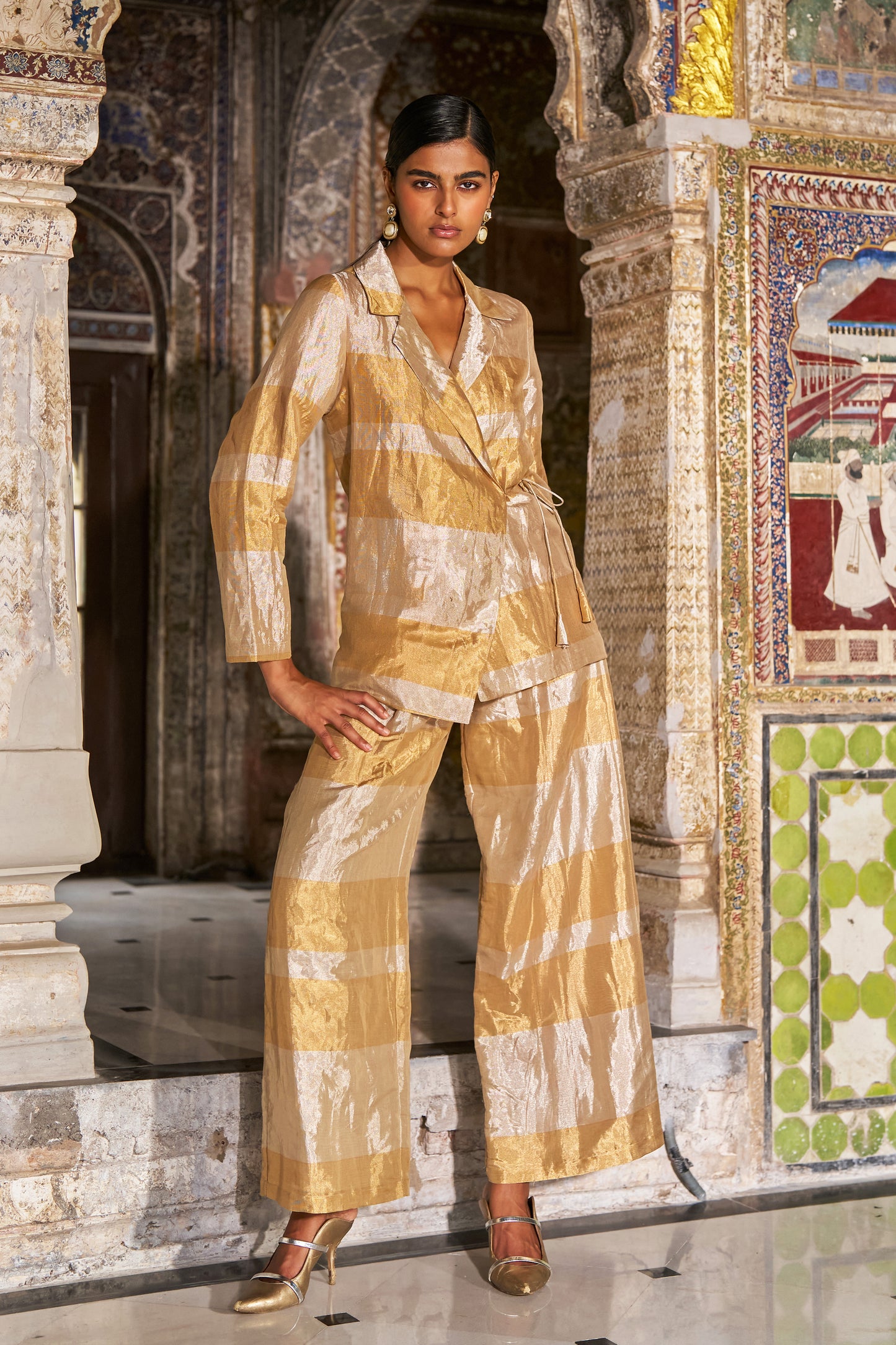 BENARES TISSUE WIDE-LEGGED PANT