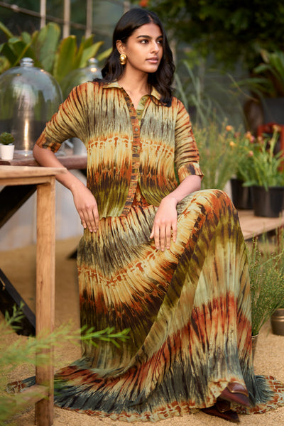 PLEATED TIE DYE SHIRT