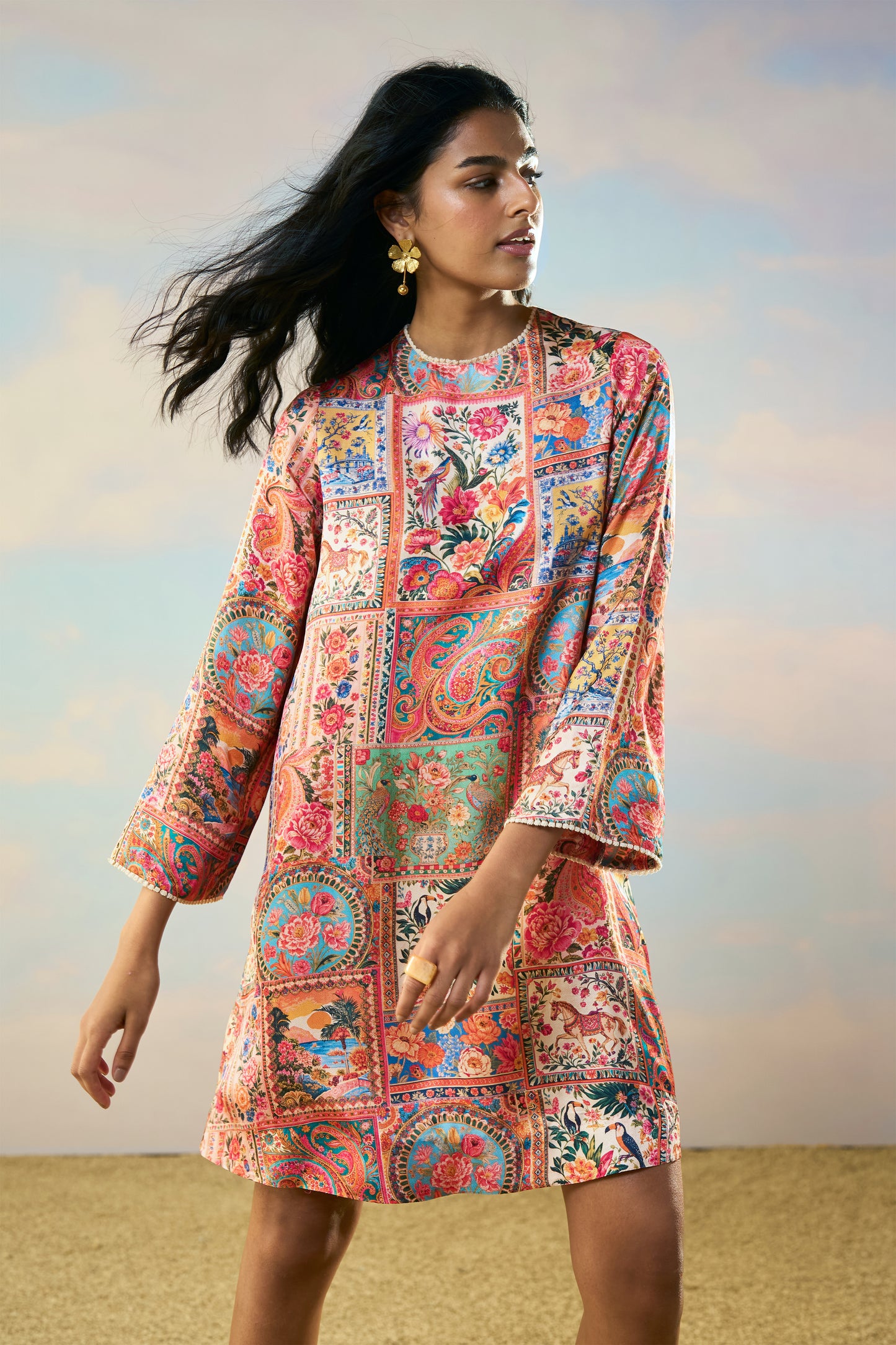 ORNAMENTAL PRINT DRESS