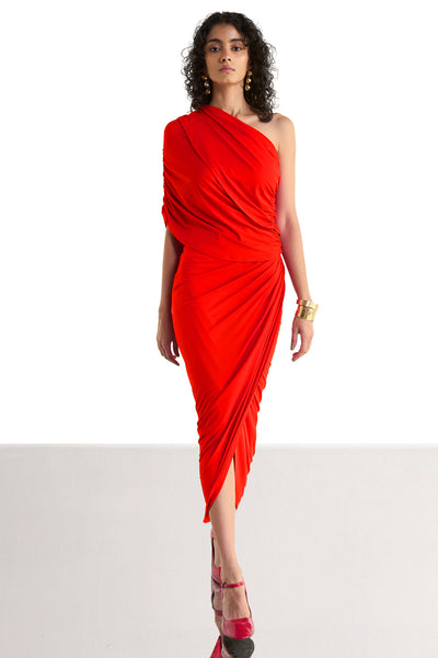 RUCHED DRAPED KNIT SKIRT
