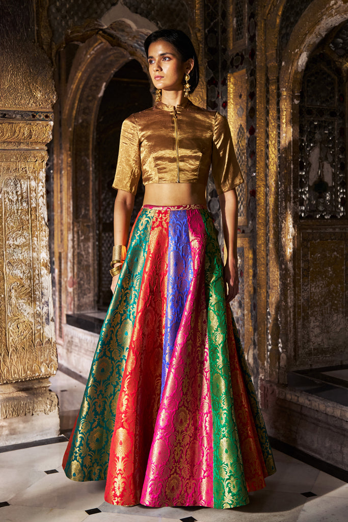 BENARES MULTICOLOUR FLARED SKIRT SET dash and dot