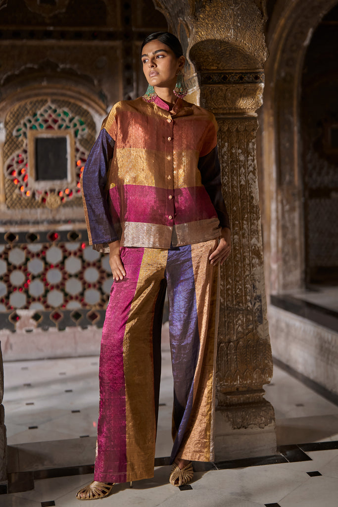 BENARES TISSUE STRIPED SHIRT dash and dot