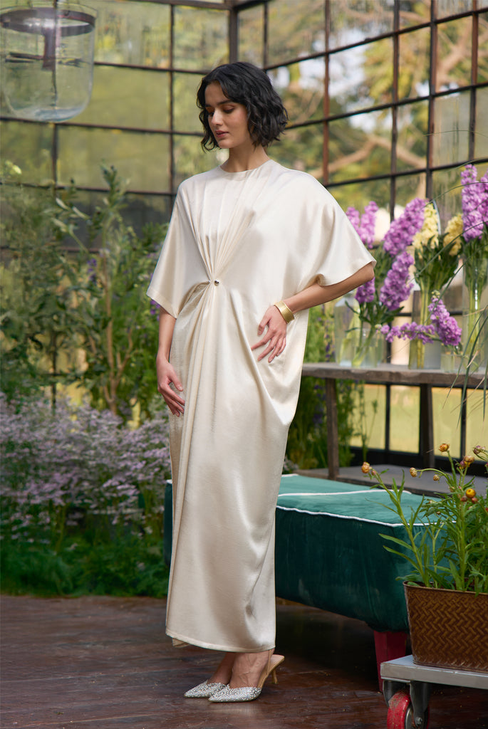 DRAPED & PLEATED KAFTAN DRESS dash and dot