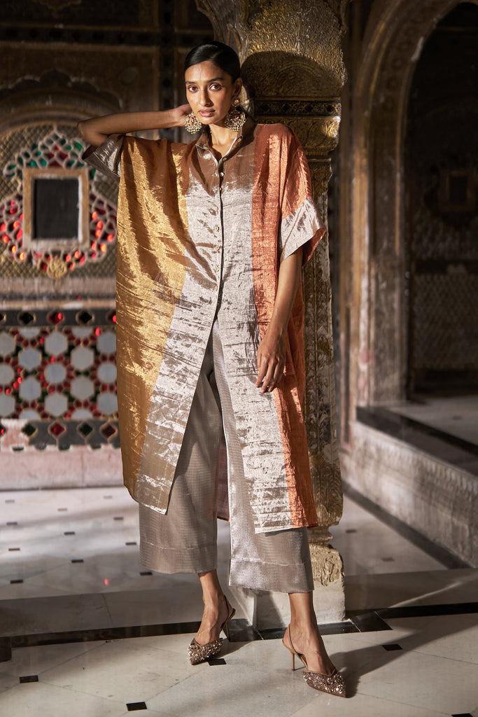 BENARES TISSUE STRIPED LONGLINE TOP dash and dot