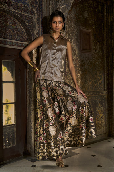 BENARES BROCADE FLARED MOTIF PANT