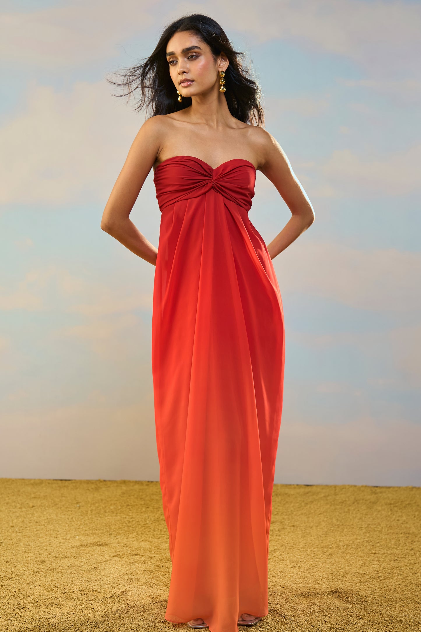 OFF-SHOULDER OMBRÉ DRAPED GOWN