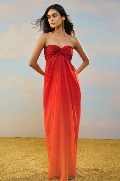 OFF-SHOULDER OMBRÉ DRAPED GOWN