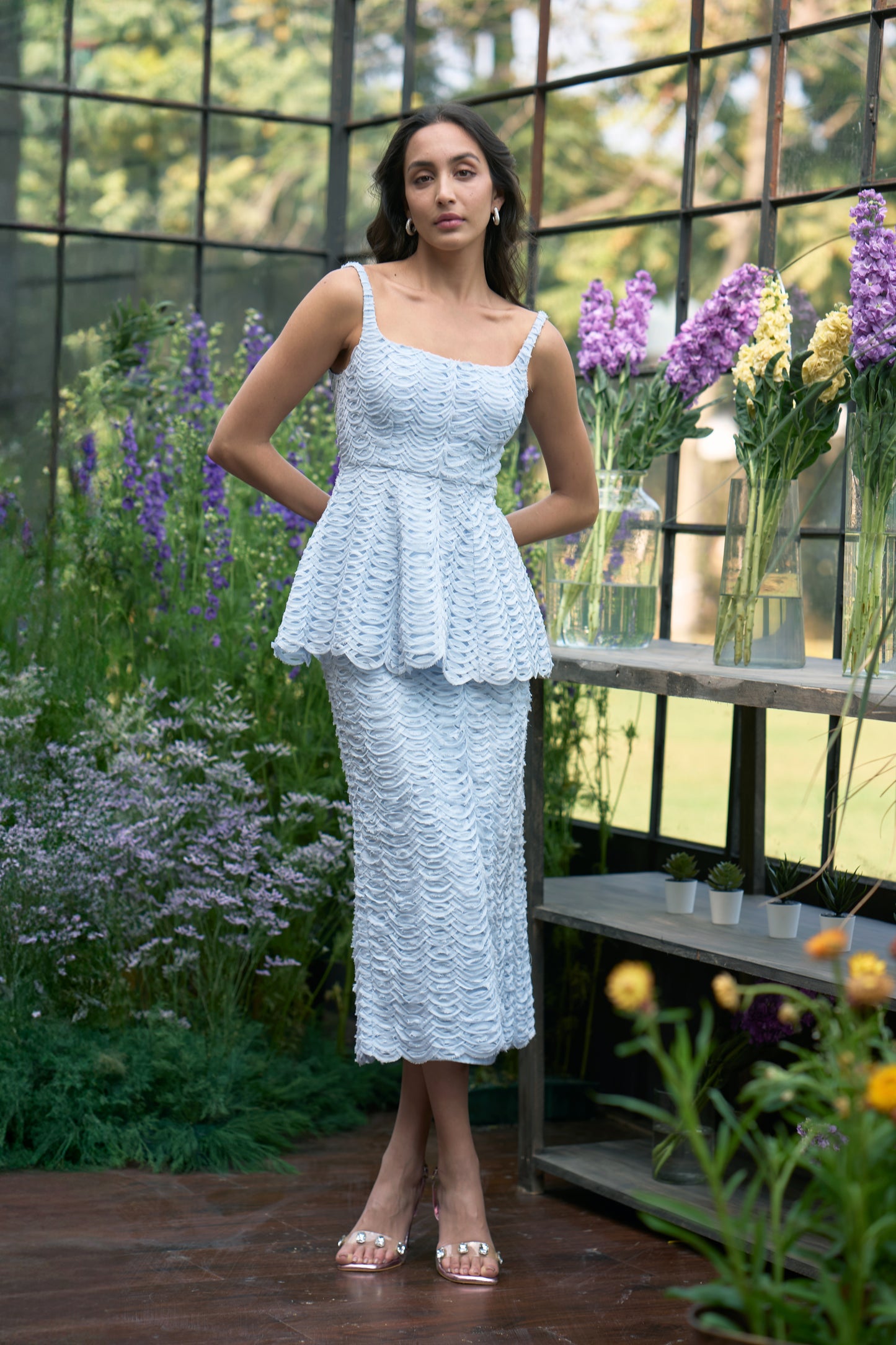 RIBBON EMBROIDERED MIDI SKIRT