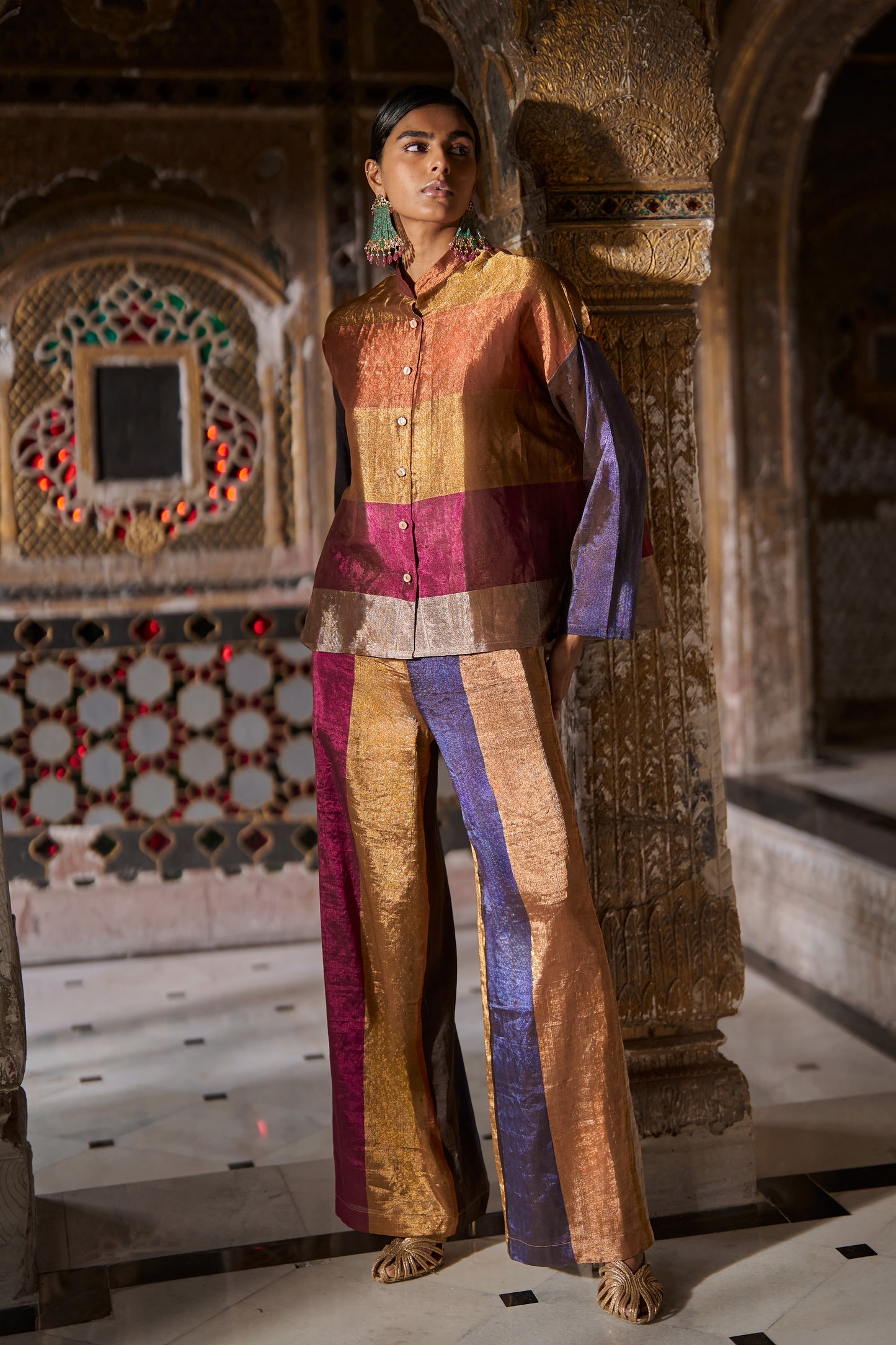 BENARES TISSUE STRIPED PANT