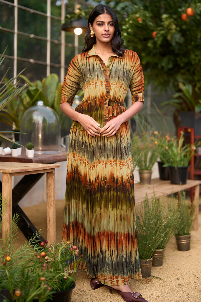 PLEATED TIE DYE SHIRT & SKIRT SET dash and dot
