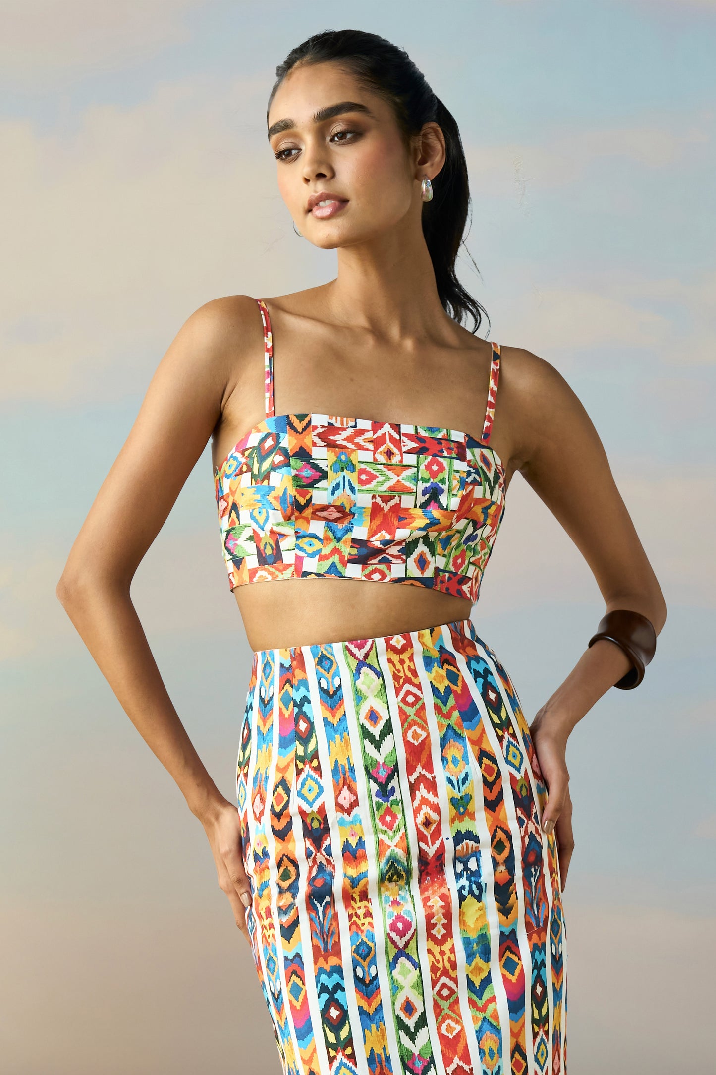 IKAT STRIPE BACK TIE BANDEAU