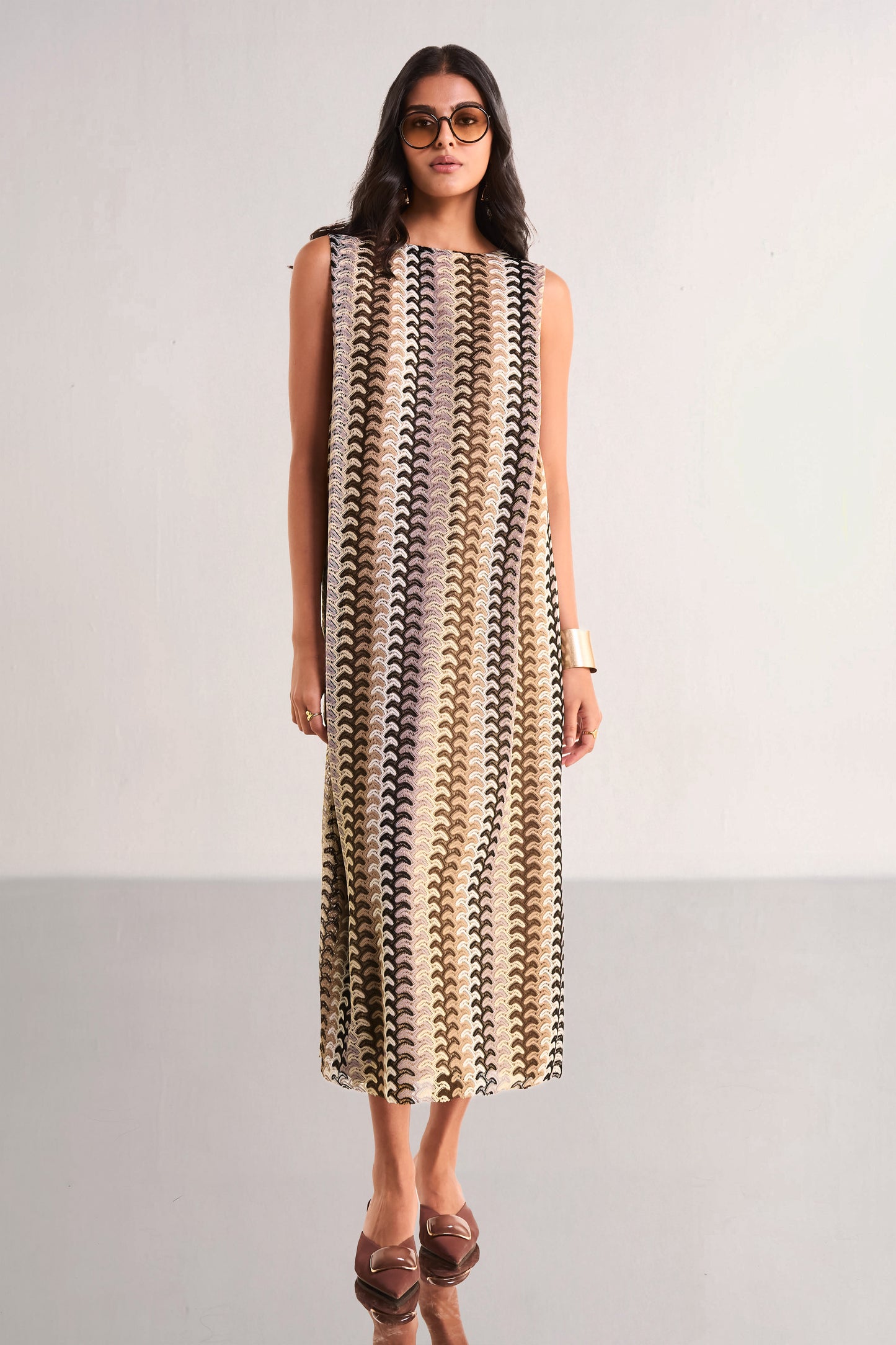 CROCHET KNIT BACK KNOT MIDI