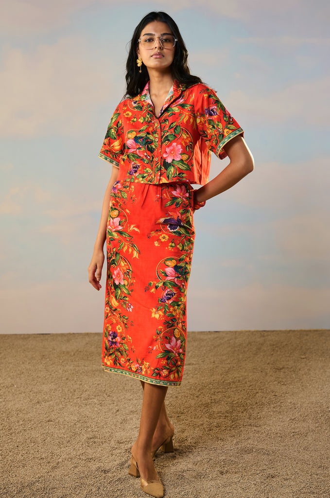 LINEN PLACED FLORAL PRINT SHIRT dash and dot