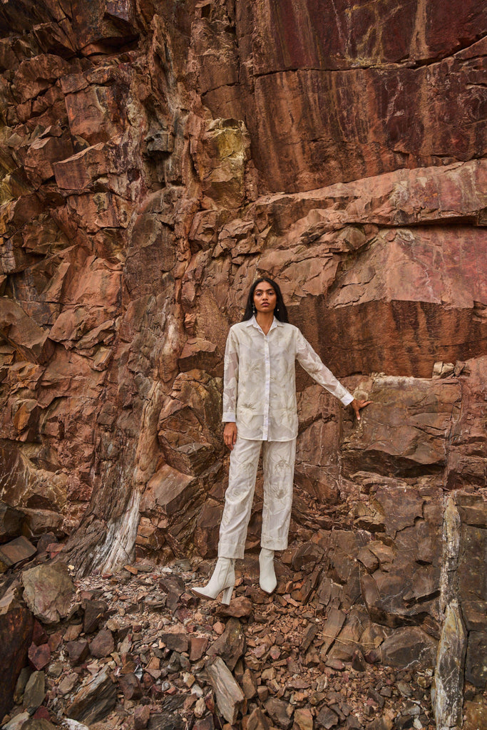 IVORY BROCADE PANT - dash and dot dash and dot