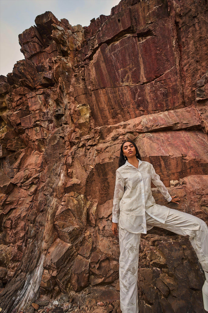 IVORY BROCADE PANT - dash and dot dash and dot
