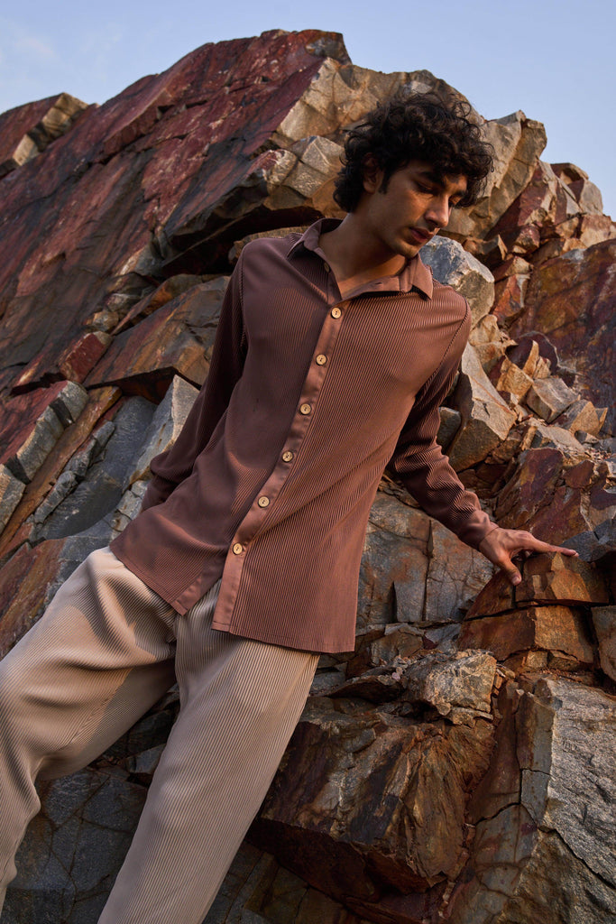 BROWN & BEIGE PLEAT SET - dash and dot dash and dot