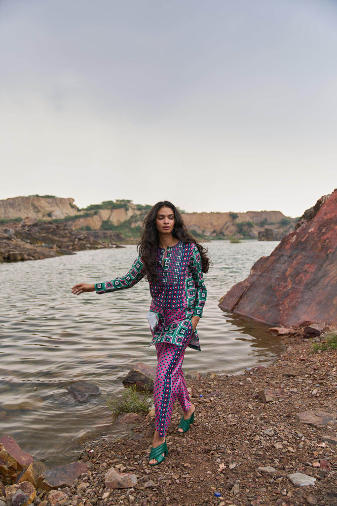 MOROCCAN TILE PRINTED PANT - dash and dot dash and dot