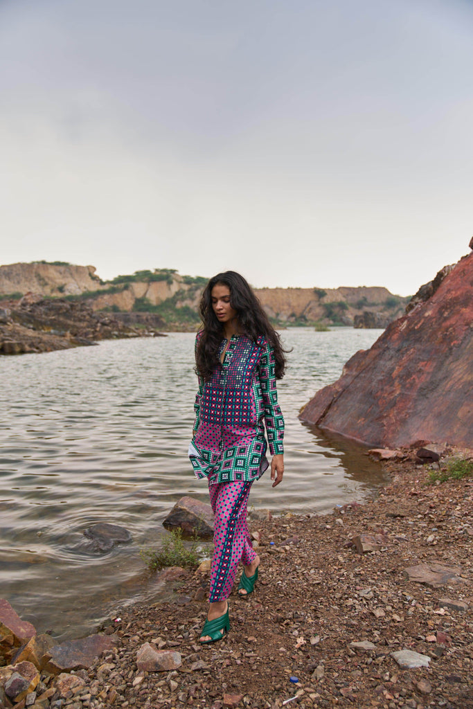 MOROCCAN TILE PRINTED PANT - dash and dot dash and dot