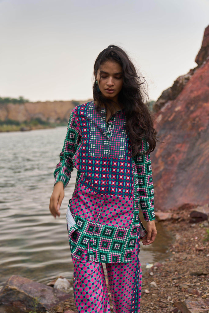 MOROCCAN TILE PRINTED PANT - dash and dot dash and dot