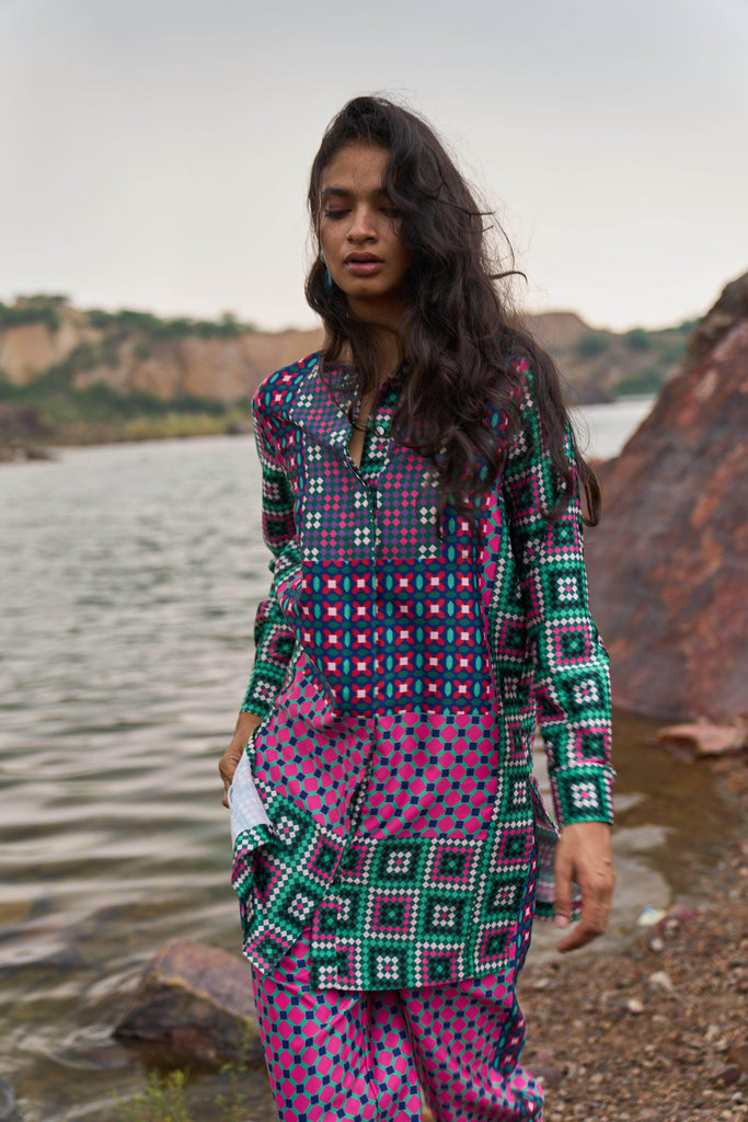 MOROCCAN TILE PRINTED PANT - dash and dot dash and dot