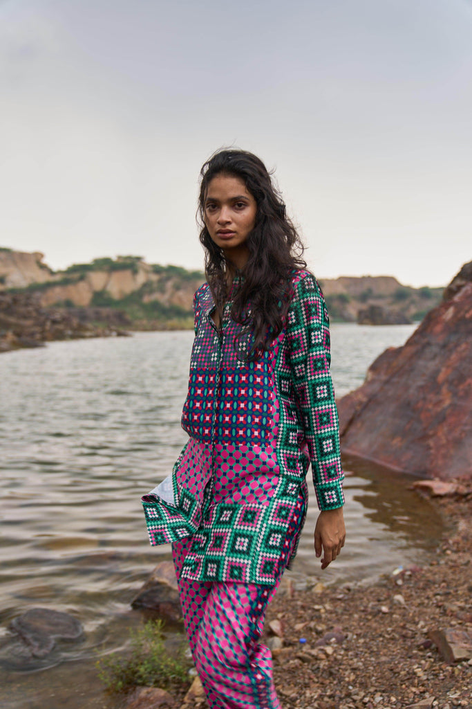 MOROCCAN TILE PRINTED PANT - dash and dot dash and dot