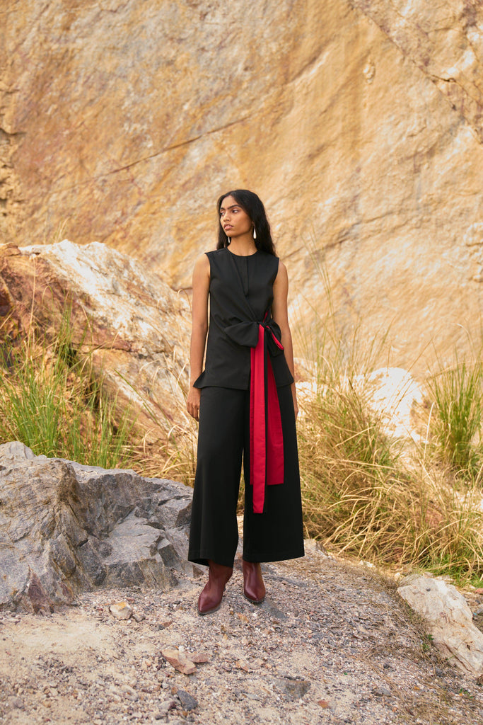 SIDE TIE SLEEVELESS PANT SUIT - dash and dot dash and dot