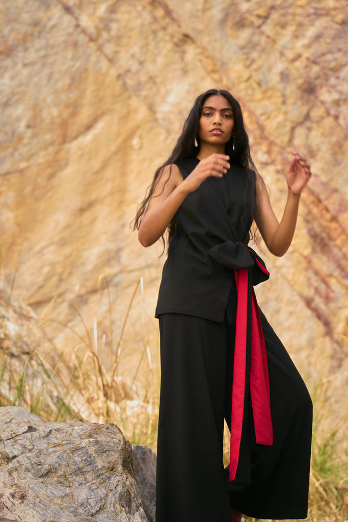 SIDE TIE SLEEVELESS PANT SUIT - dash and dot dash and dot