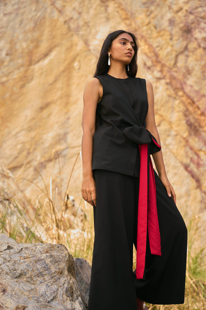 SIDE TIE SLEEVELESS PANT SUIT - dash and dot dash and dot