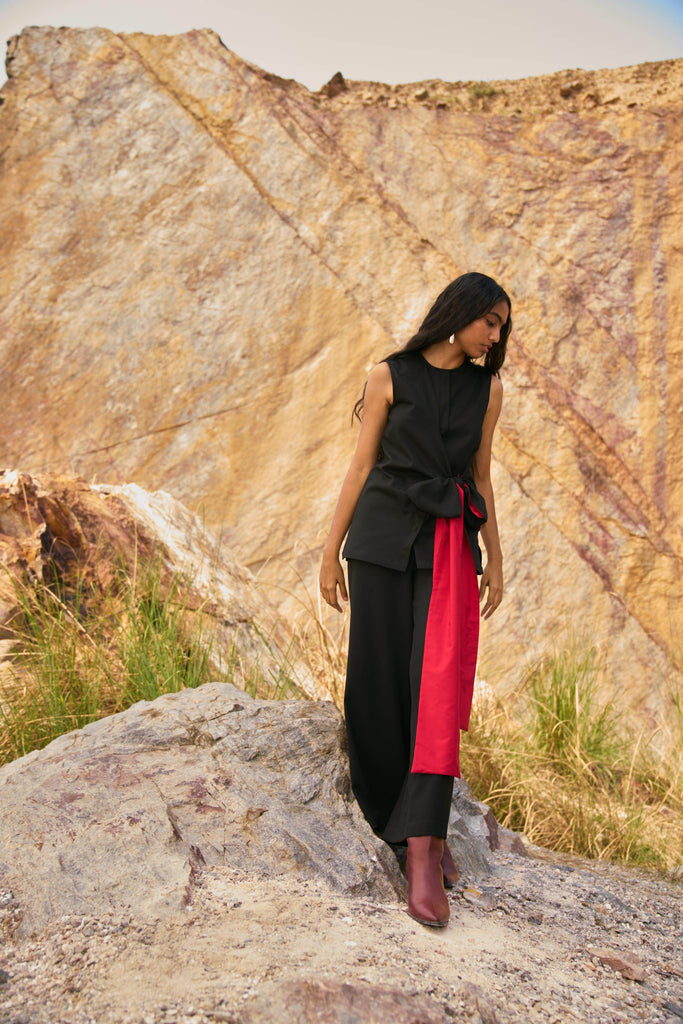 SIDE TIE SLEEVELESS PANT SUIT - dash and dot dash and dot