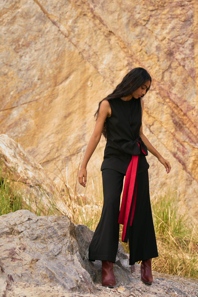 SIDE TIE SLEEVELESS PANT SUIT - dash and dot dash and dot