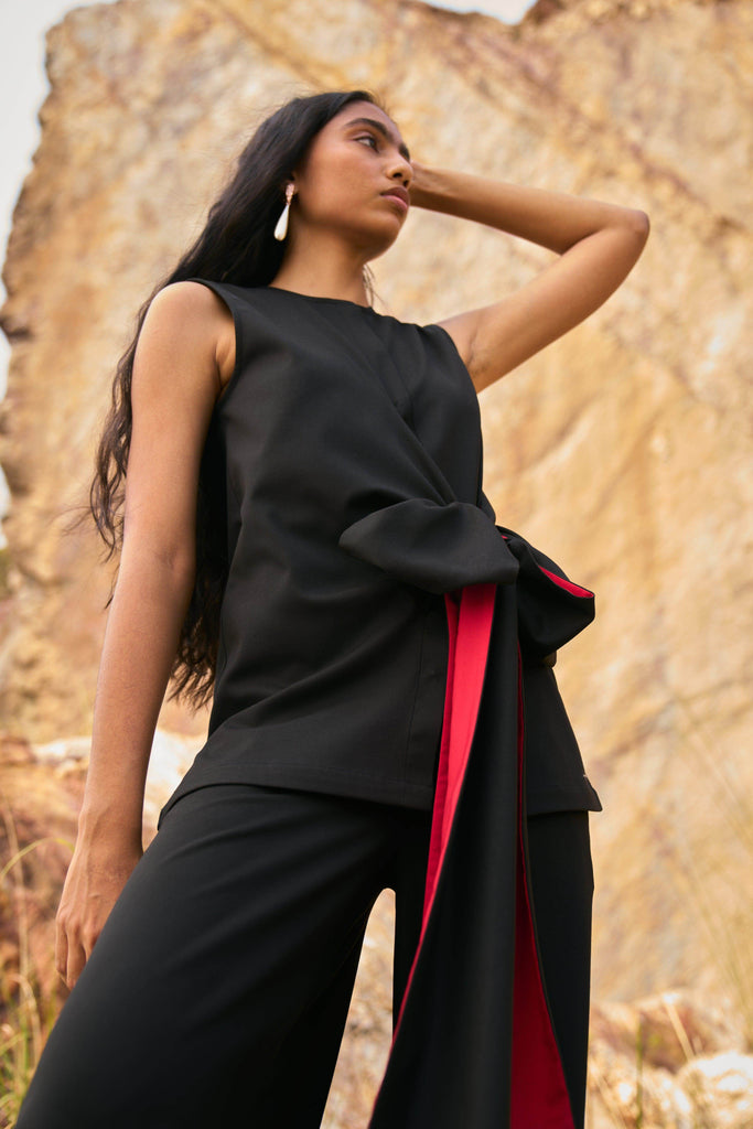 SIDE TIE SLEEVELESS PANT SUIT - dash and dot dash and dot