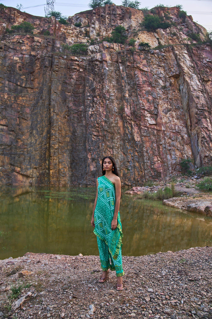 GREEN BANDHANI PANTS - dash and dot dash and dot