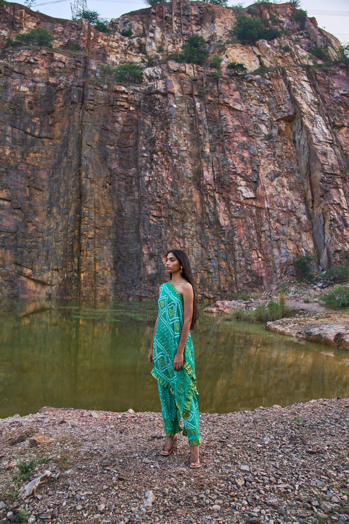 GREEN BANDHANI PANTS - dash and dot dash and dot