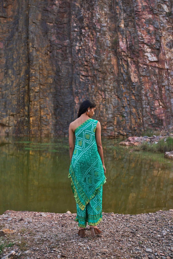 GREEN BANDHANI PANTS - dash and dot dash and dot