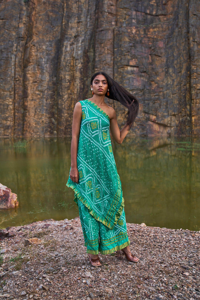 GREEN BANDHANI PANTS - dash and dot dash and dot