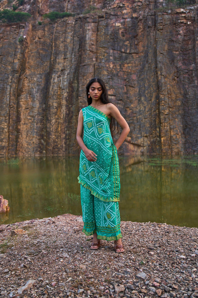 GREEN BANDHANI PANTS - dash and dot dash and dot