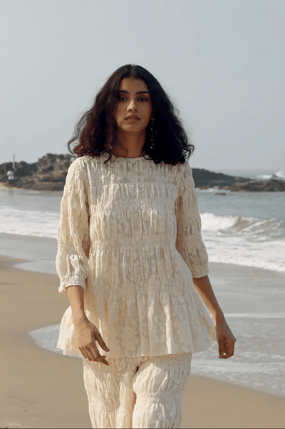 ALLOVER RUCHED LACE TOP - dash and dot